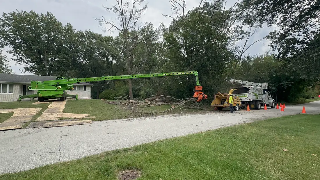 Long reach across the yard, straight to the chipper.