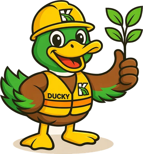 Ducky, the KVM mascot, giving a thumbs up